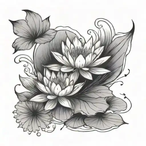 Water Lily And Goldfish