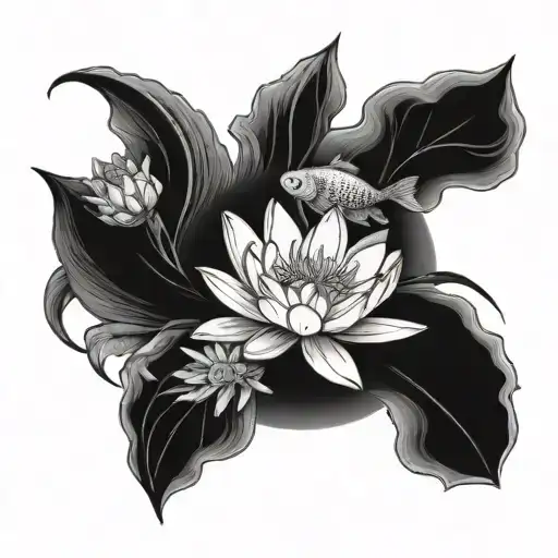 Water Lily And Goldfish Wearing