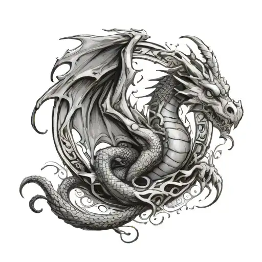 Dragon Curled Around And Crushing A Sand Hourglass