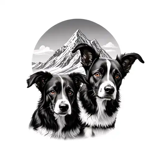 2 Dog Looking At Mountain