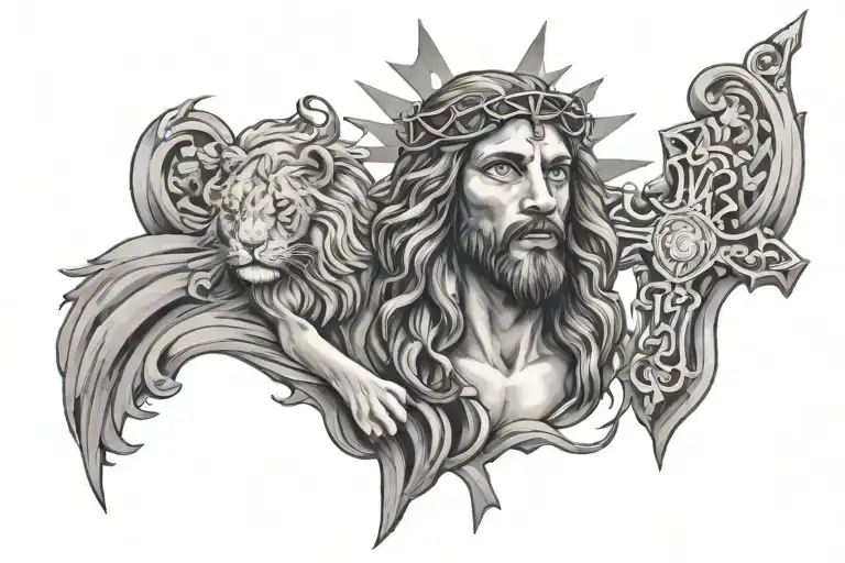 Jesus Lion And Cross
