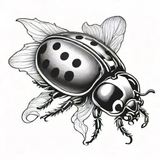 A Realistic Ladybug With The Capricorn Logo On Its Wings