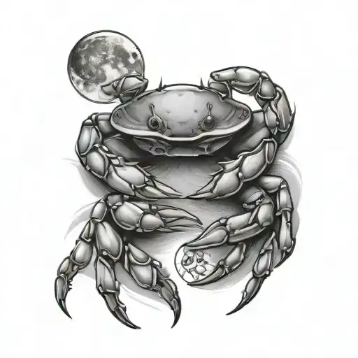 Crab Tatto Design Holding Te Moon