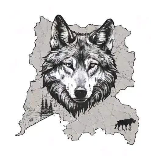 Lebanon Map With Wolf