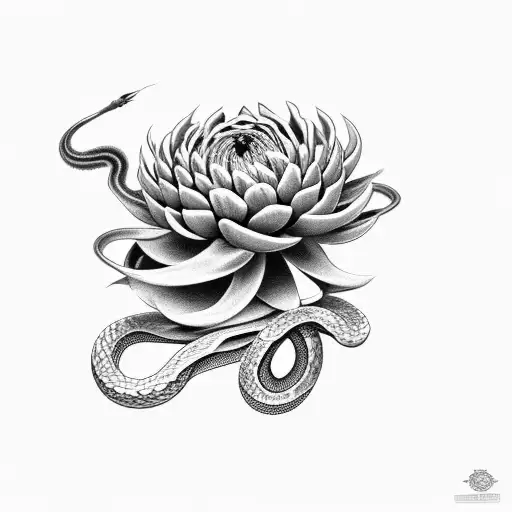 Snake And Chrysanthemum