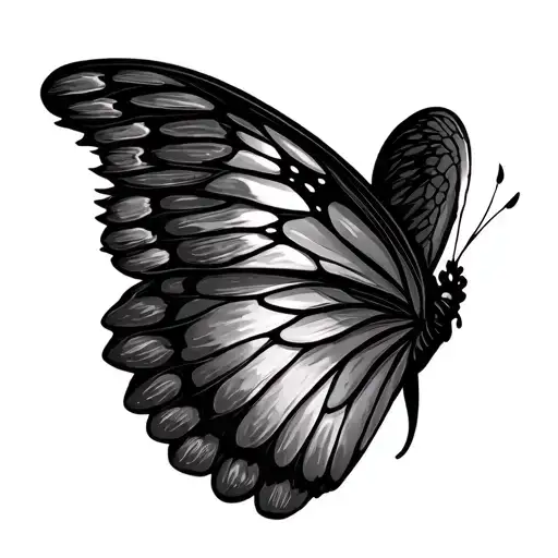 Half Butterfly Wing Half Angel Wing