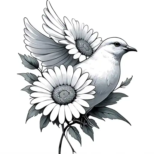 Dove And Daisy Flowers