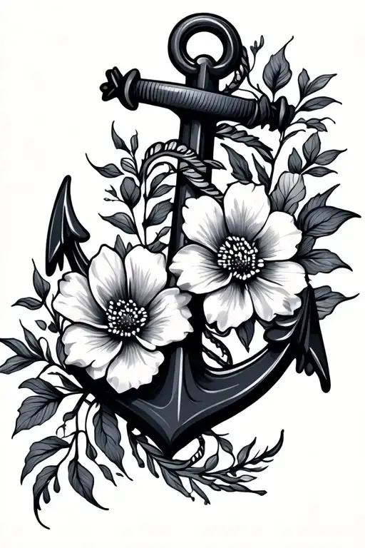 Anchor With Flowers