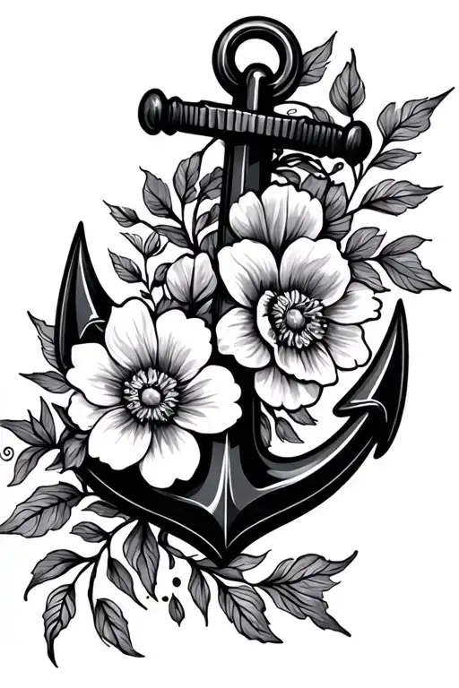 Anchor With Flowers