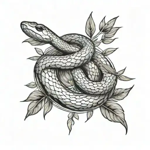 Long Snake With Olive Branch Around It
