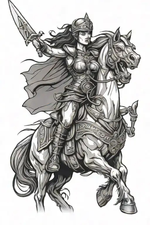 Valkyrie Warrior Woman Riding