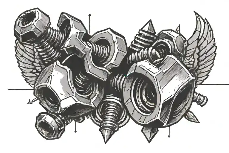 Simple Line Design Featuring 2 Nuts And Bolts And Writing 63-20 Underneath