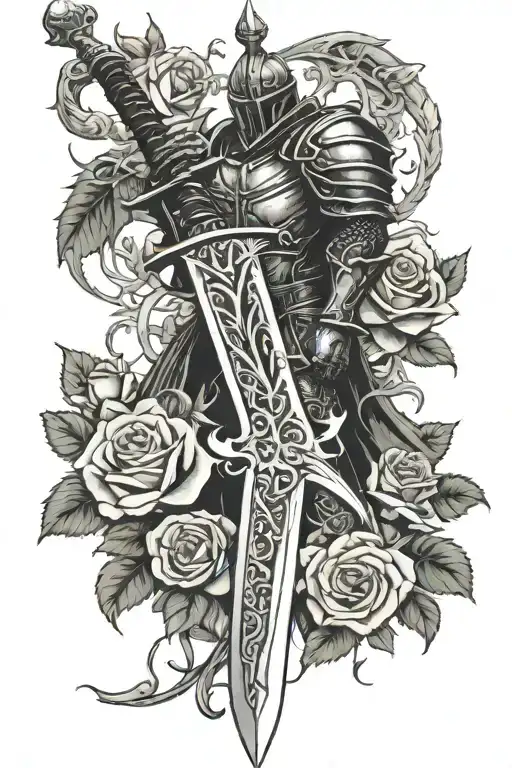 Black Knight Witz One Wing In Roses Thorny Vines Long Sword
