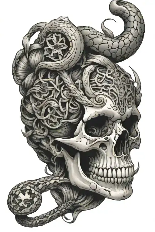 Skull With Snake Surrounding Her Head