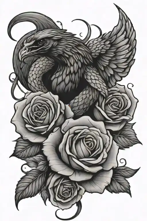 Snake Crow Rose Intertwined