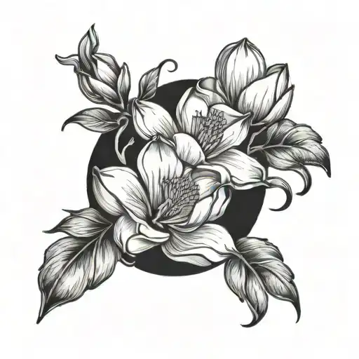 Magnolia Flowers With Space Themed