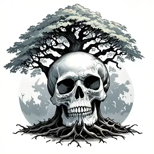 Skull Turning Into A Tree Growing