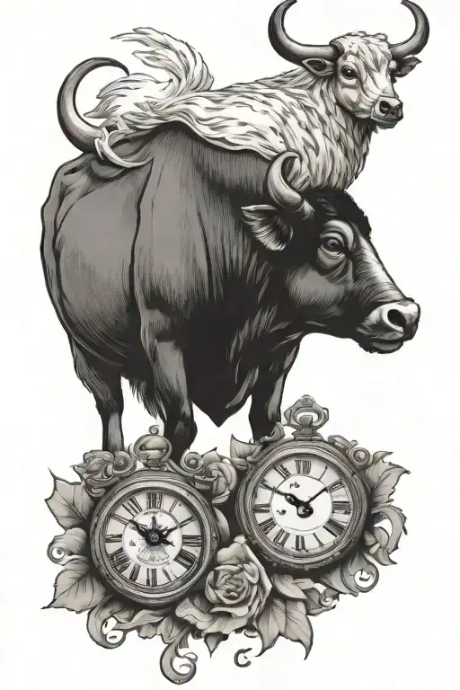 A Drake With Clock And An Ox With A Clock
