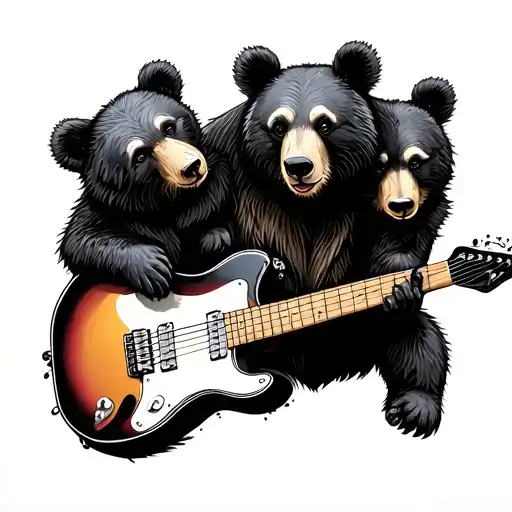 Guitar Bear And Cubs Cardinal Feather