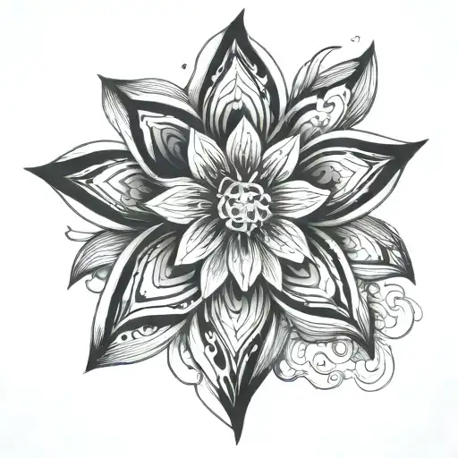 A Psychedelic Flower Intertwined In Abstract Style