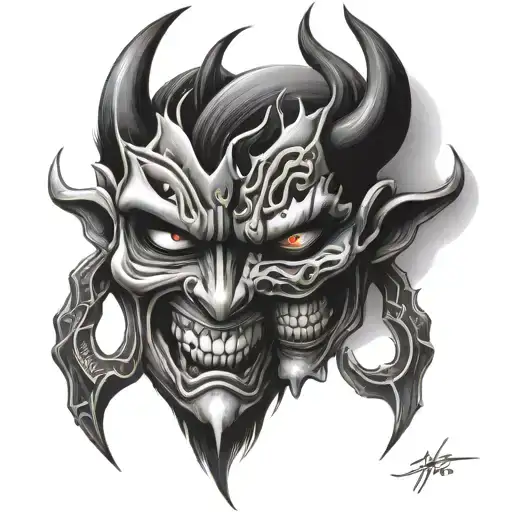 Demon Mask Split In Half