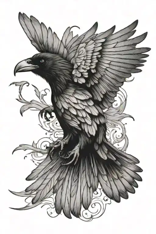 Crow Flying And Holding