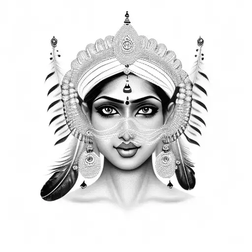Create An Indian Woman With A European Face And Feathers On Her Head