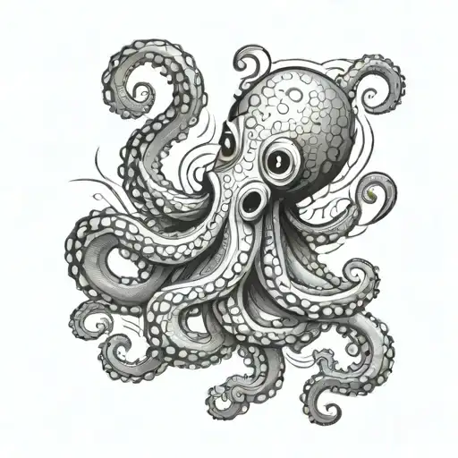 A Small Octopus With The Letter A Secretly Woven Into The Body Of Octopus