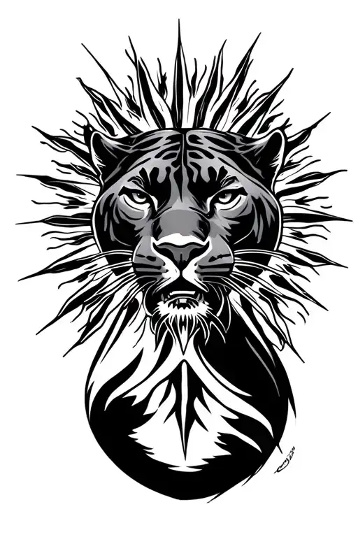 Sun Rays With Panther Head Below