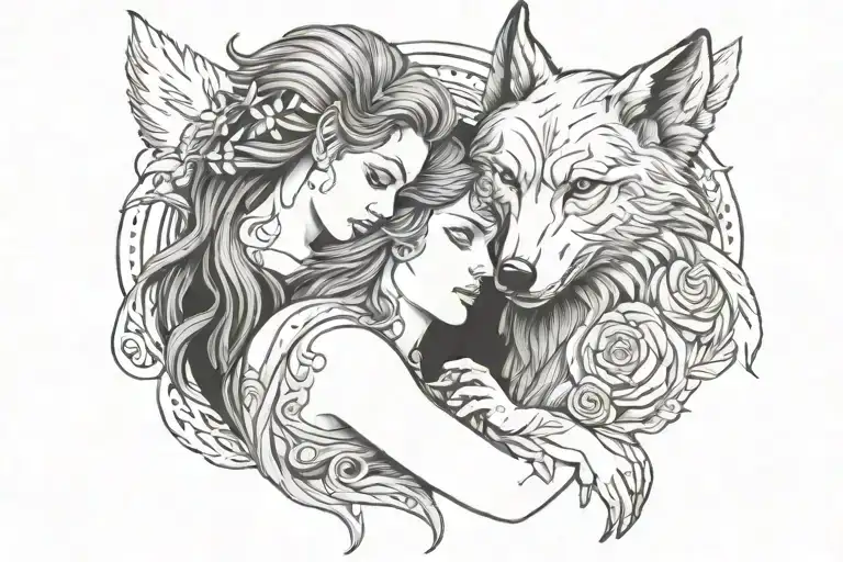 Lilith And Wolf Hugging Each Other