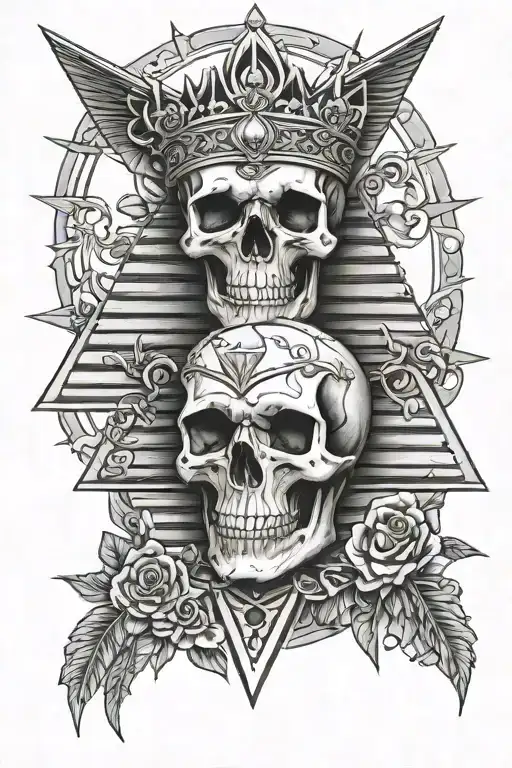 Skull Crown Pyramid Moon