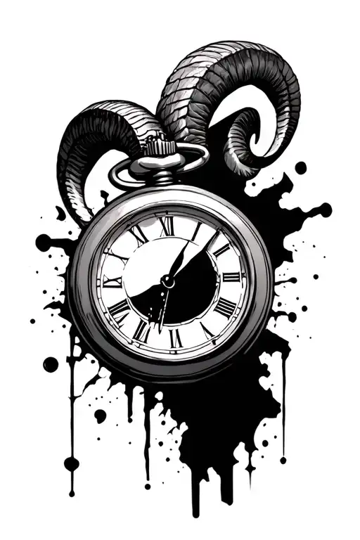 Aries Ram With A Broken Pocket Watch