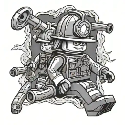 Lego Fire Fighter Surrounded