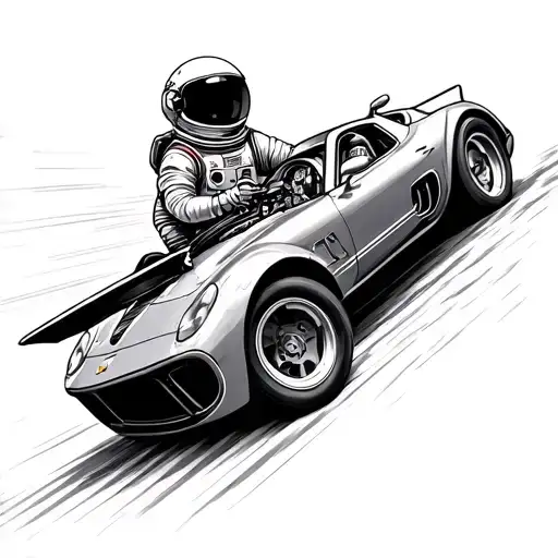 Astronaut Driving Fast Car