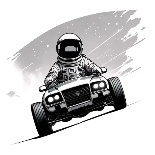 Astronaut Driving Fast Car