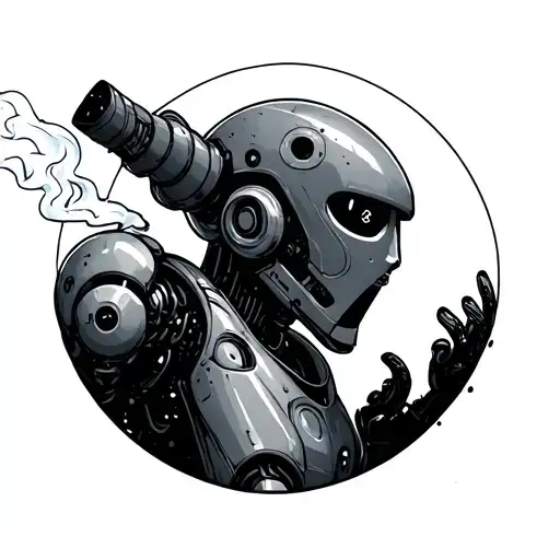 Robot Smoking In Space