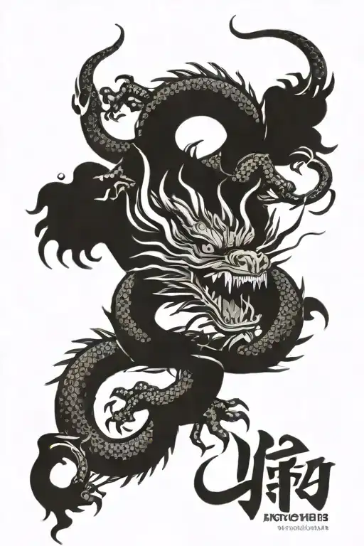 Chinese Dragon Holding A Hindi Ohm Symbol In Its Claws