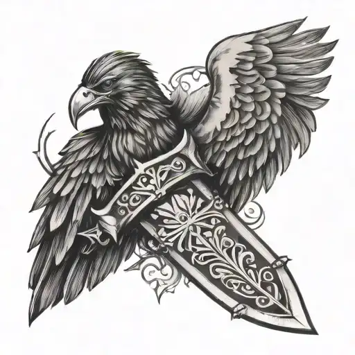 Ragnar Lodbrok Sword With Raven And Shield