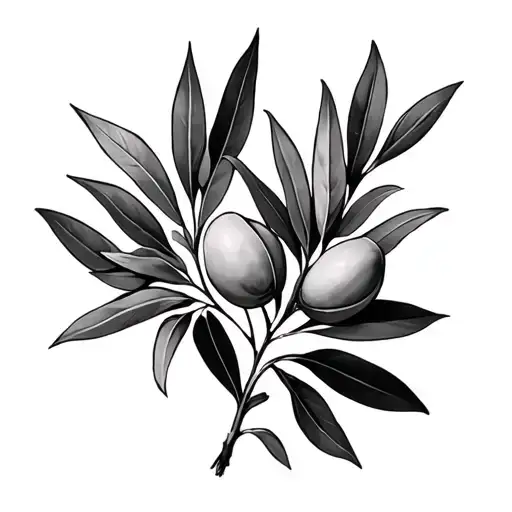 Olive Branch Realistic Black And Grey