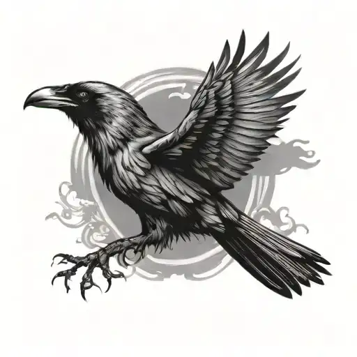 Raven Flying Across