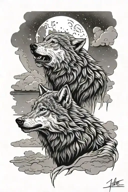 Altas And Wolf Howling At The Moon