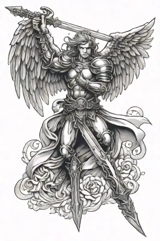 Arch Angel Holding A Sword