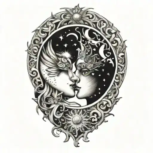 Sun And Moon Kissing Eachother