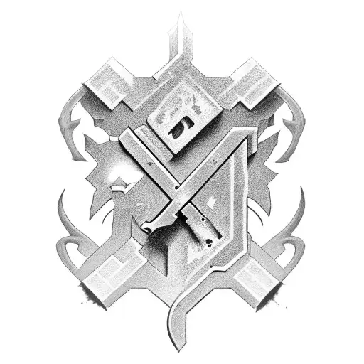 A Gang Symbol Incorporated Into A Gun Design