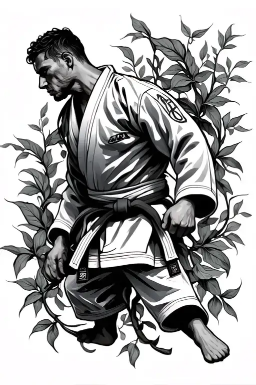 Jiu Jitsu Black Belt Intertwined With Vines
