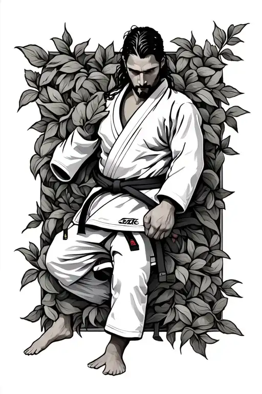 Jiu Jitsu Black Belt Intertwined With Vines