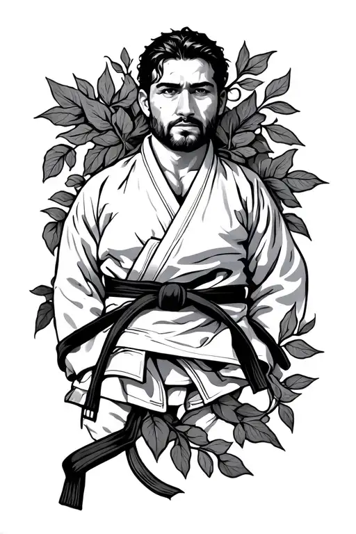 Jiu Jitsu Black Belt Intertwined With Vines