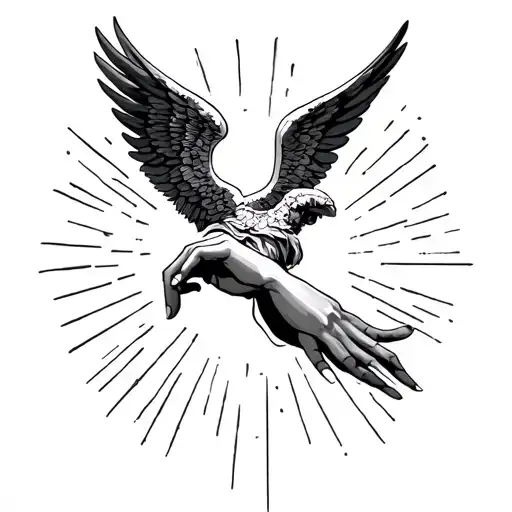 Biblical Angels Hand Tattoo Symbols Patchwork