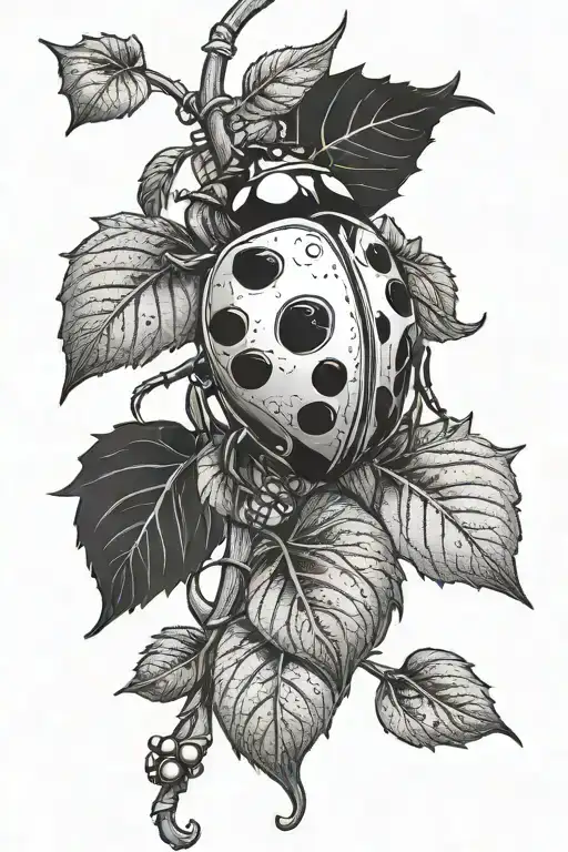 Ladybug On A Vine Growing