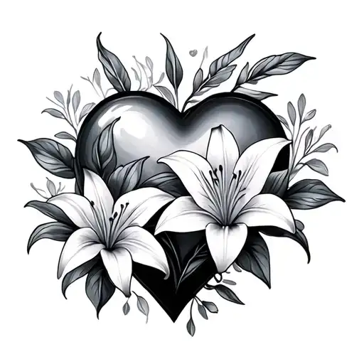 Heart With Lily Flowers Nursing